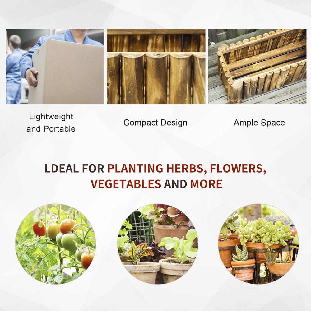 Outsunny Wooden Rectangular Raised Bed Planter 30 x 35 x 78cm Image 4