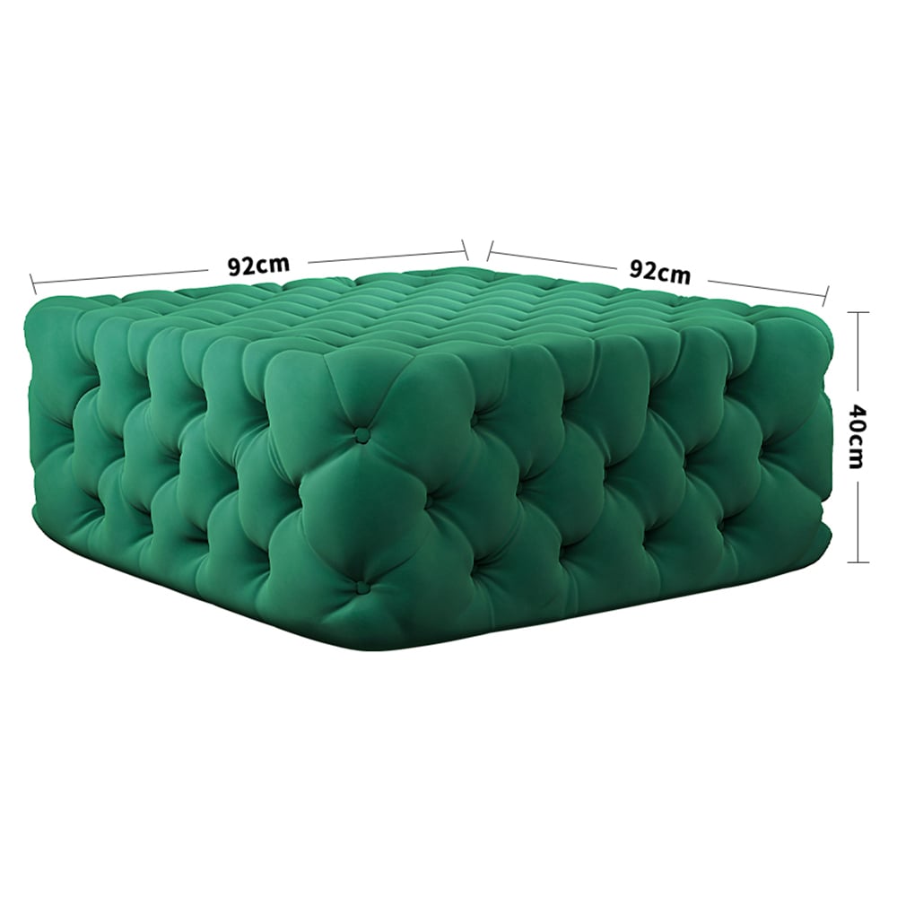 Living and Home Green Velvet Deep Buttoned Footstool Image 7
