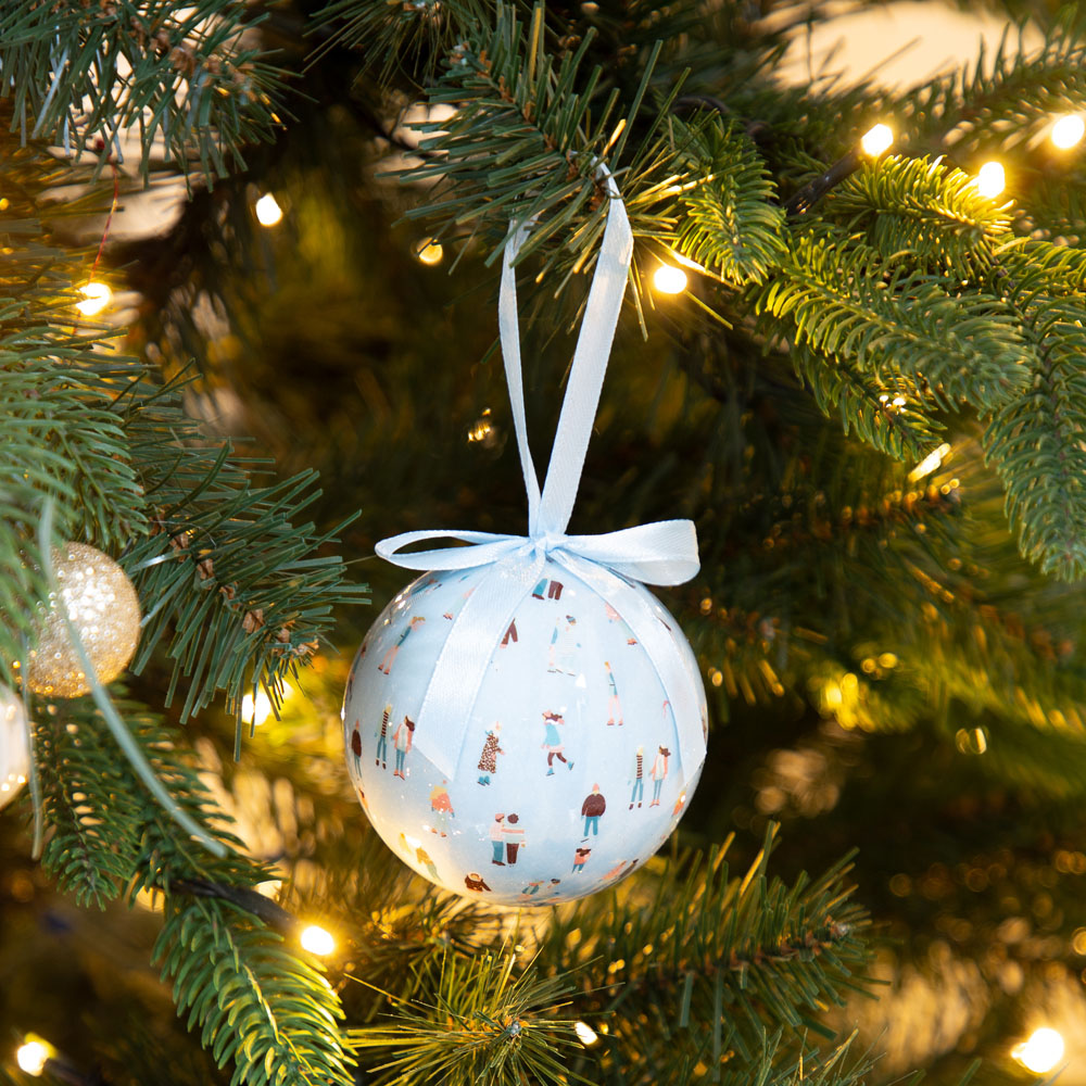 The Christmas Workshop Ice Blue People Skiing Bauble 14 Pack Image 4