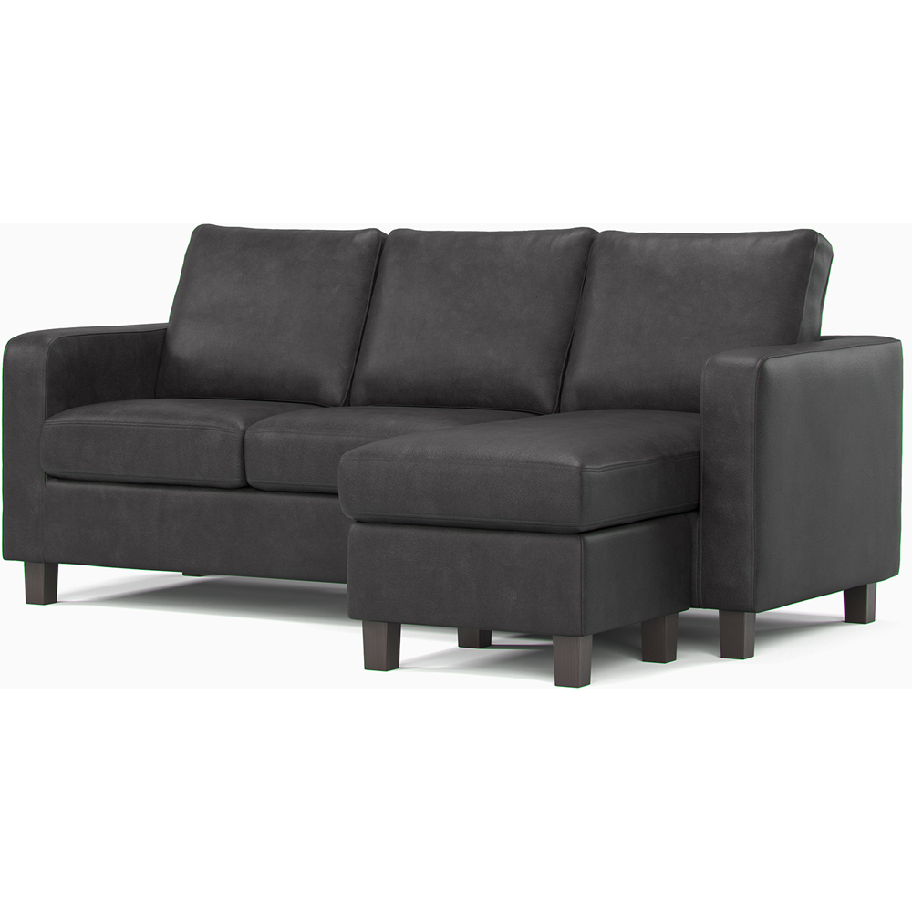 York 3 Seater Black Faux Leather Reversible L Shaped Corner Sofa Image 2