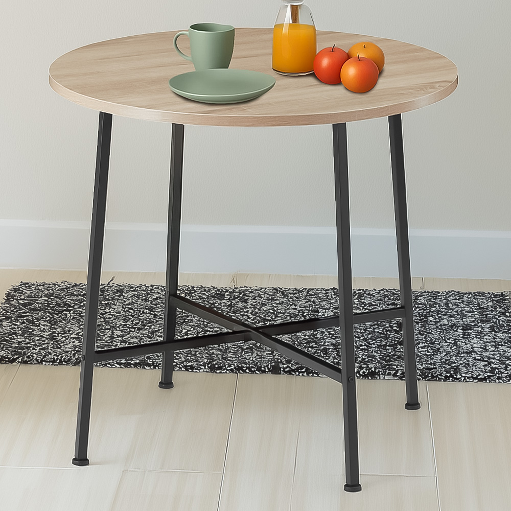 tectake Ennis 2 Seater Oak Sonoma Round Dining Table with Adjustable Plastic Feet Image 1