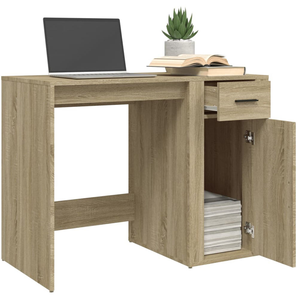 vidaXL Single Drawer Single Door Computer Desk Sonoma Oak Image 4
