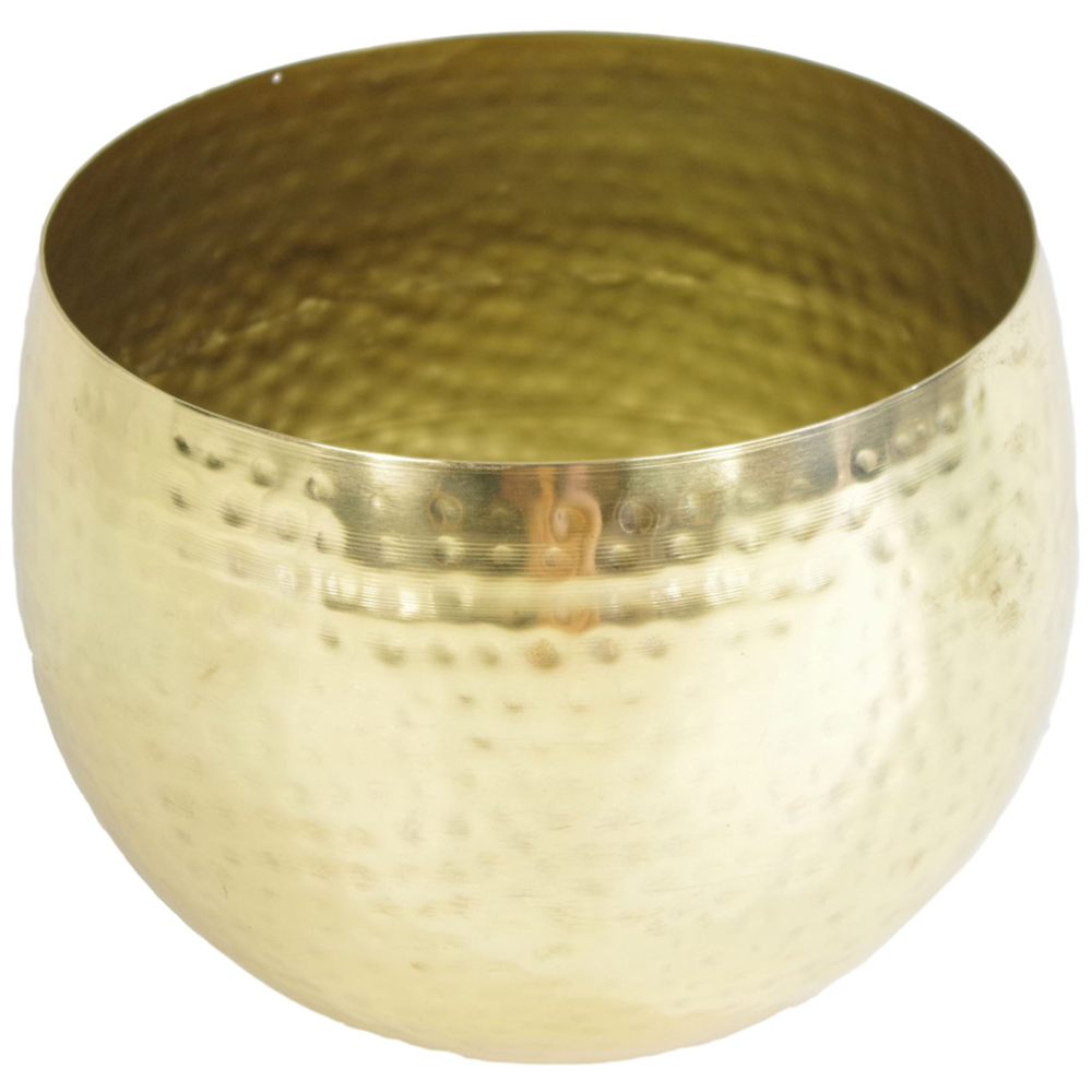 Leaf Hammered Brass Gold Metal Planter 22 x 18cm Image 2