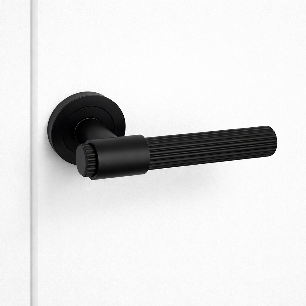 AXS Hardware Nevada Black Latch Door Handles on Rose 2 Pack Image 2