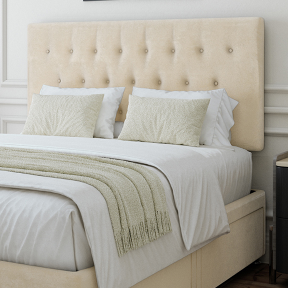 Bedmaster Super King Cream Naples Linen 4 Drawer Divan Base with Lona Headboard Image 2
