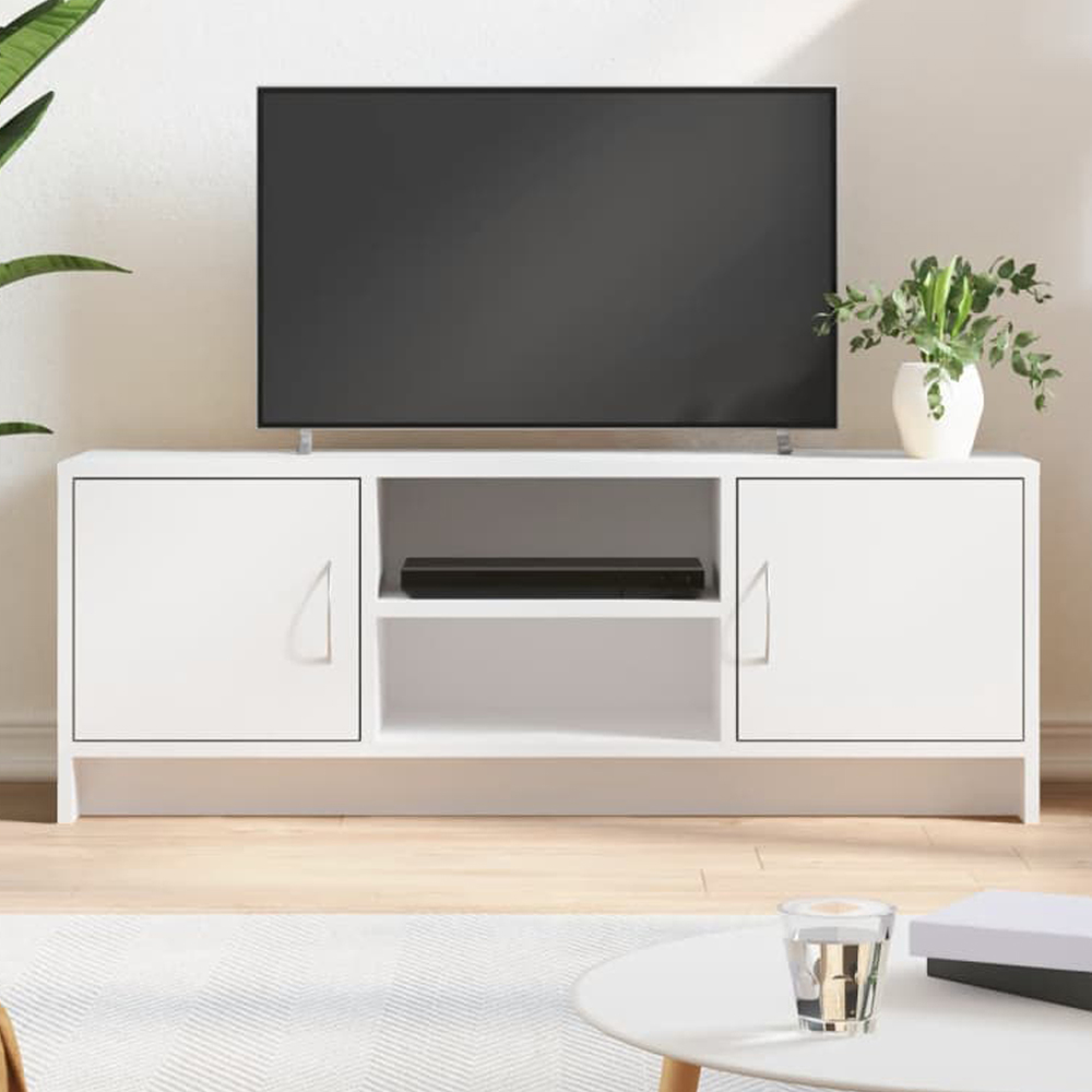 vidaXL 2 Door 2 Shelf White Large TV Cabinet Image 1