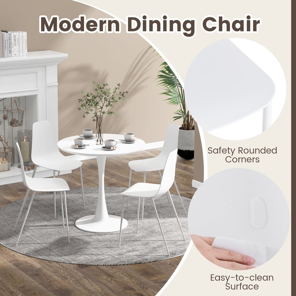 Costway Set of 4 White Metal Dining Chair Image 5