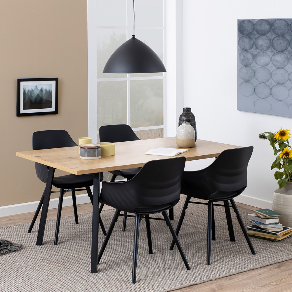 Florence Cenny 6 Seater Dining Table Oak and Black Image 8