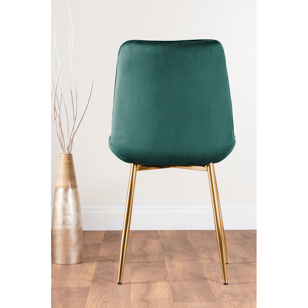 Furniturebox Cesano Set of 2 Green and Gold Velvet Dining Chair Image 9