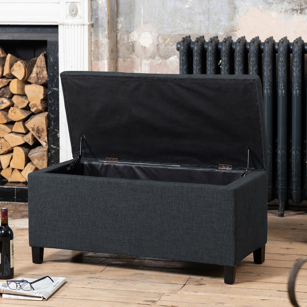 Artemis Home Henbury Black Fabric Storage Ottoman Image 2
