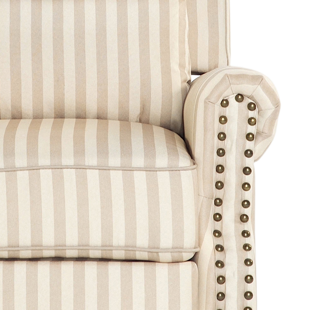 Living and Home Light Brown Striped Wingback Recliner Armchair with Adjustable Backrest and Footrest Image 3