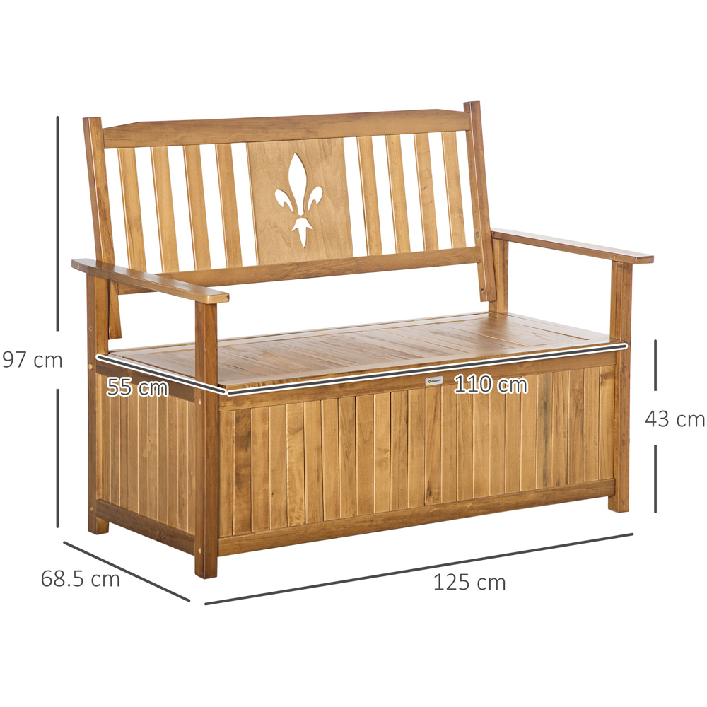 Outsunny 2 Seater Natural Wooden Storage Bench Image 8
