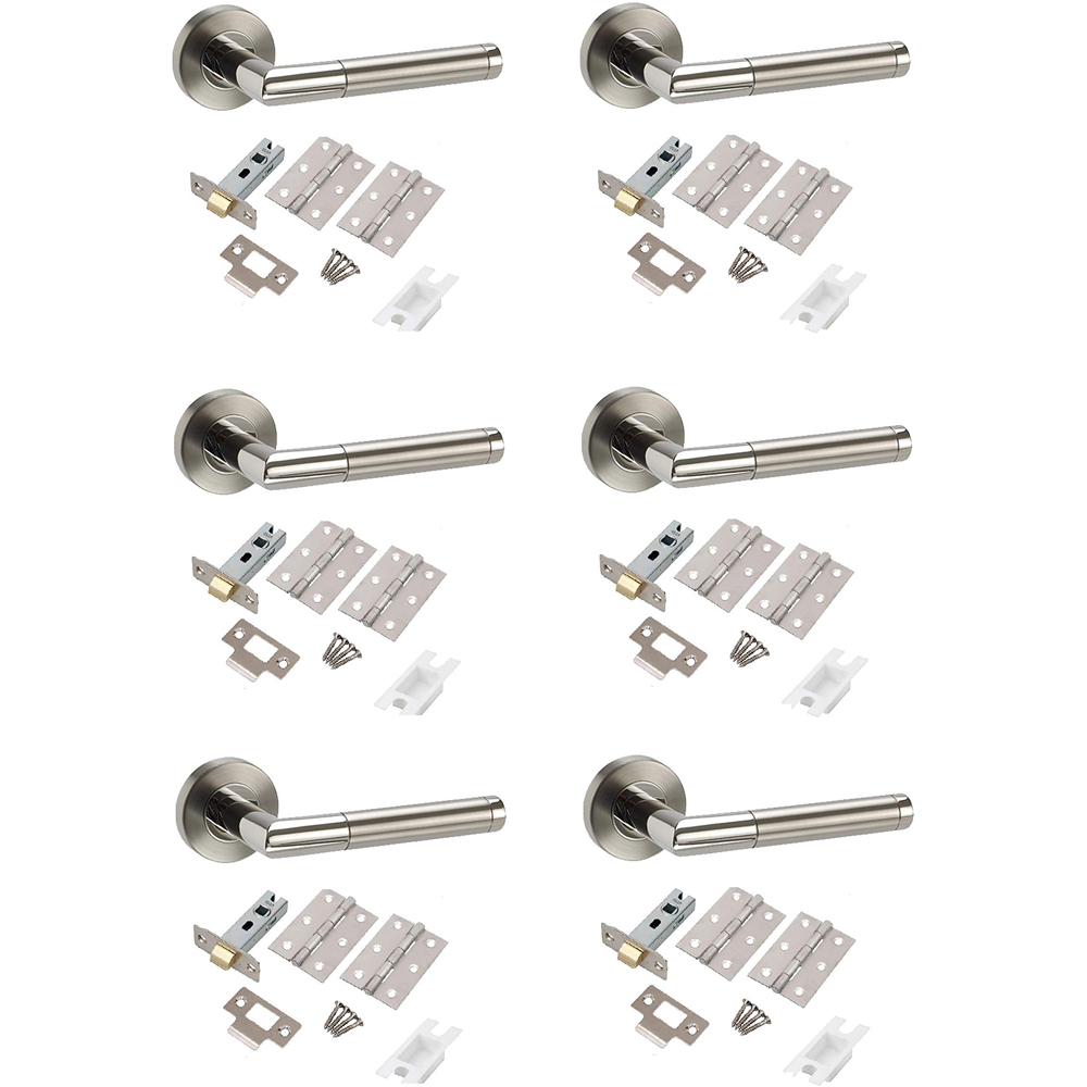 Golden Grace Dual Finish Mitred Style Modern Door Handles Set 6 Pack Image