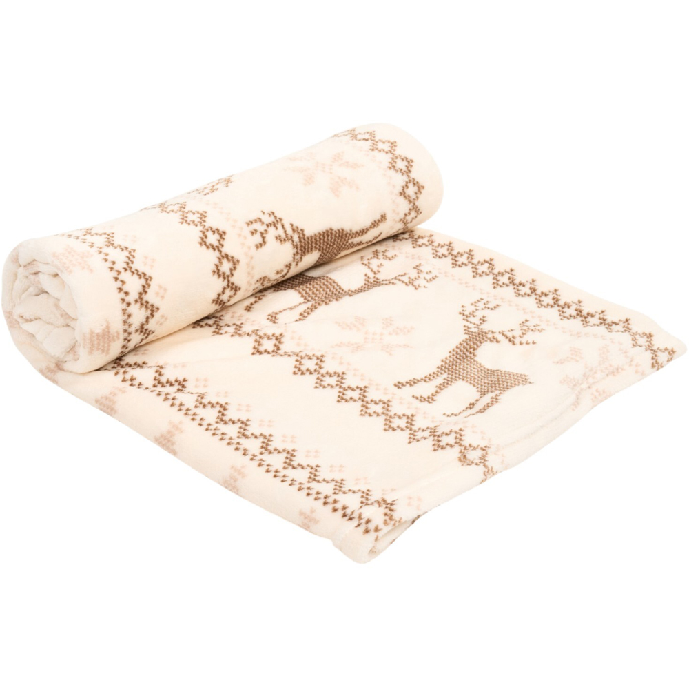 Winter Stags Fleece Throw Natural Image 3