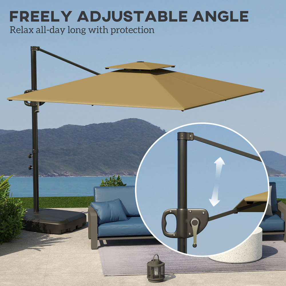 Outsunny Khaki Garden Cantilever Parasol Image 5