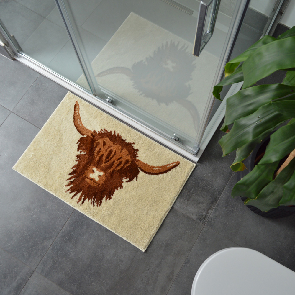 Allure Bath Fashions Luxury Highland Cow Brown Non Slip Bath Mat 50 x 80cm Image 2