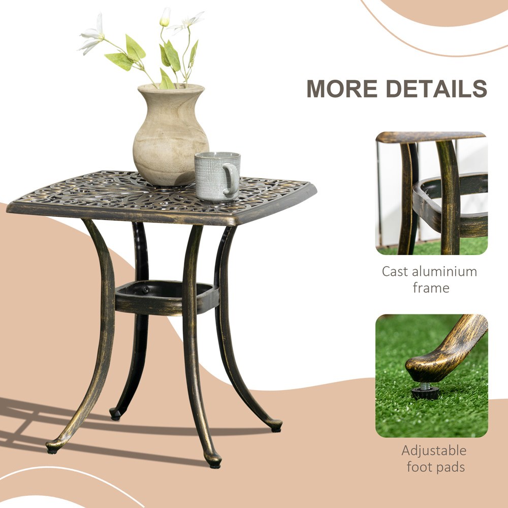 Outsunny Bronze Aluminium Garden Table with Umbrella Hole Image 6