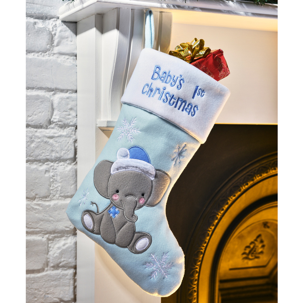 Single Baby's 1st Christmas Elephant Stocking in Assorted styles Image 4