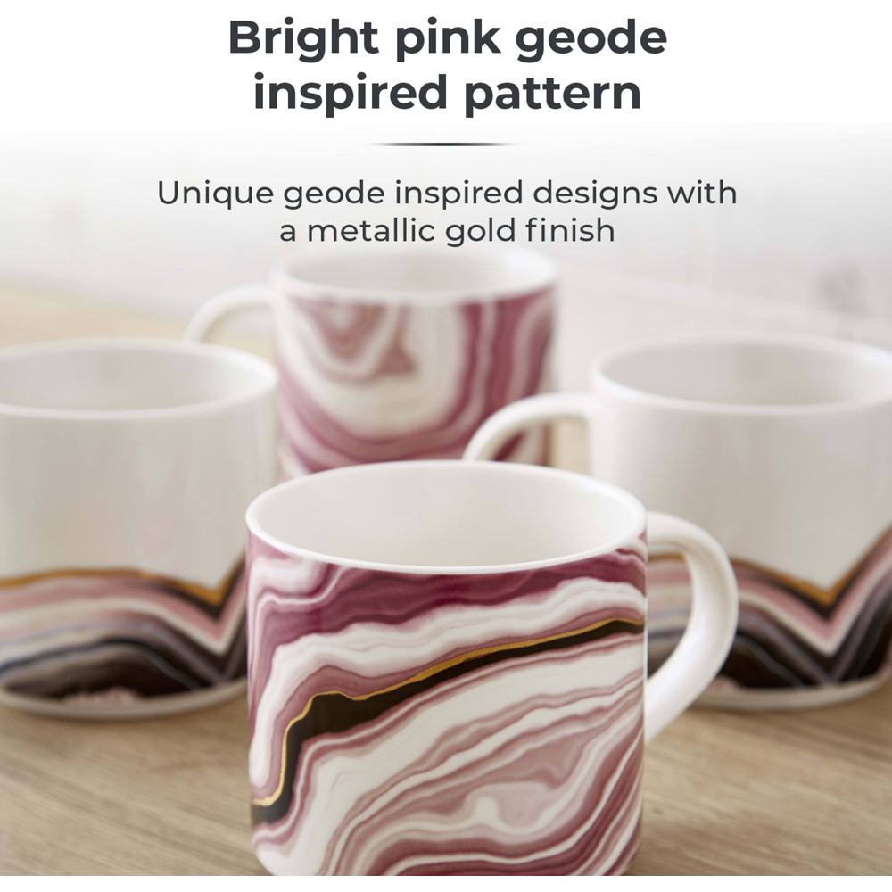 Tower Pink Geode Mug Set of 4 Image 7