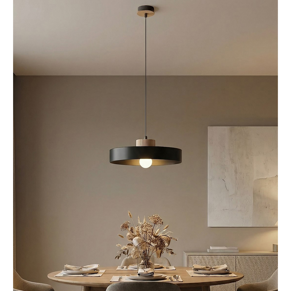 Emibig Kivi Layered Shade Black E27 Large Ceiling Pendant Light Image 5