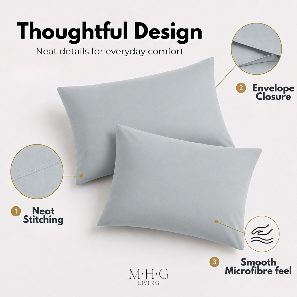 MHG Living Super King Size Grey Pintuck Duvet Cover Set with Fitted Sheet and 4 Pillowcase Image 5