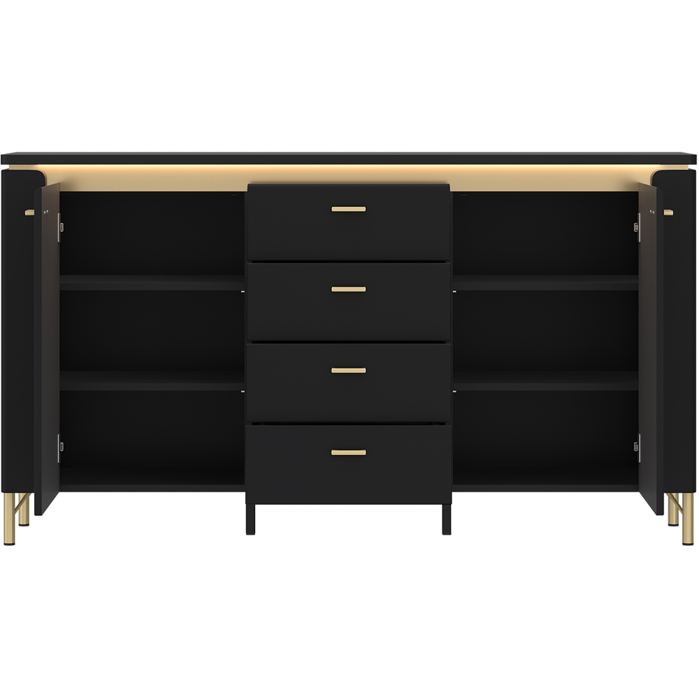 Furniture To Go Genoa 2 Door 4 Drawer Black Sideboard Image 3