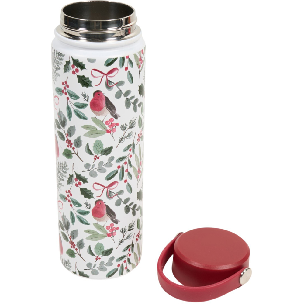 Festive Robin Stainless Steel Bottle with Lid Image 10