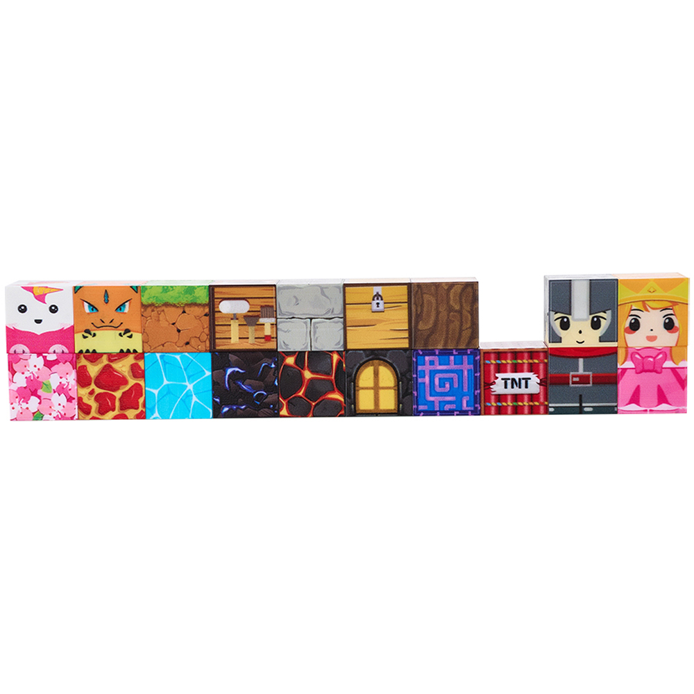 H&O Direct 114 Piece Princess and Knight Magnetic Building Block Cube Set Image 2