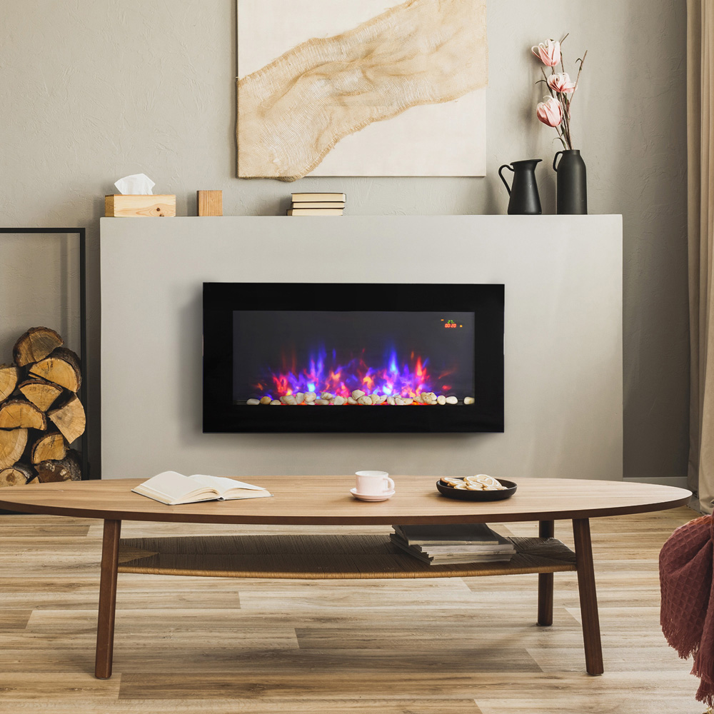 HOMCOM LED Electric Automatic Fireplace with Remote 2000W Image 2