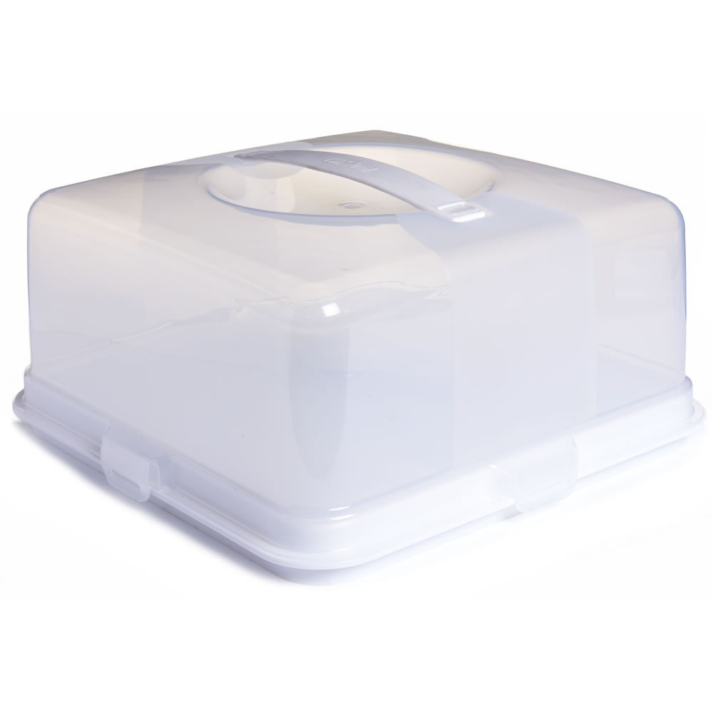 Whitefurze Square Cake Box with Carry Handle Polypropylene  - wilko