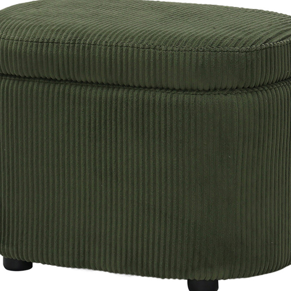 Living and Home Green Corduroy Storage Ottoman with Lift-Up Lid Image 6