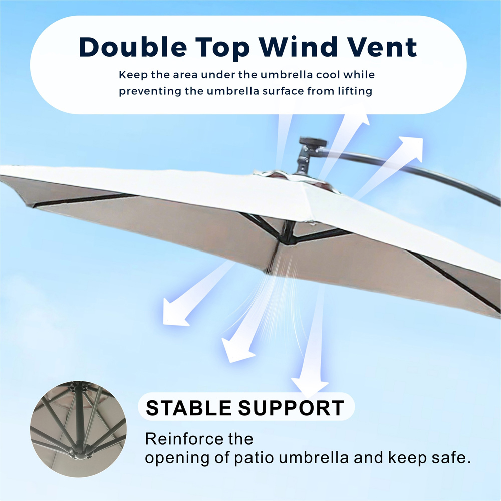 Direct Wicker Light Beige Crank Handle Cantilever Parasol 2.94m Image 5