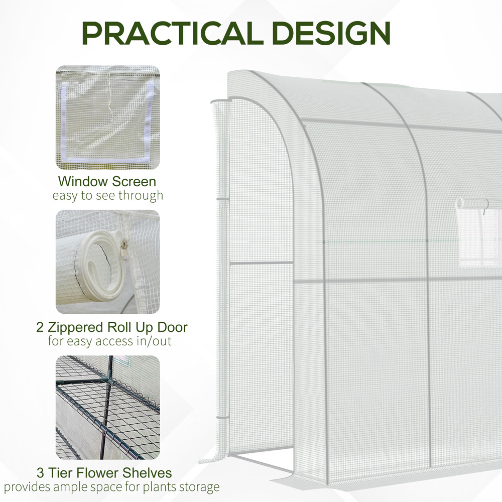 Outsunny White 3.2 x 6.5ft 3-Tier Walk In Greenhouse Image 6