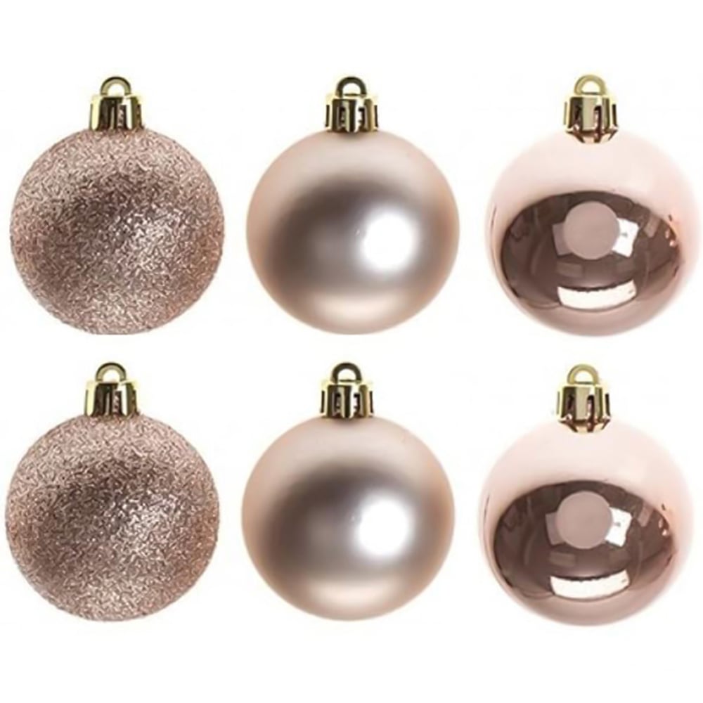 Shatchi 6cm Rose Gold Shatterproof Bauble 6 Pack Image 1