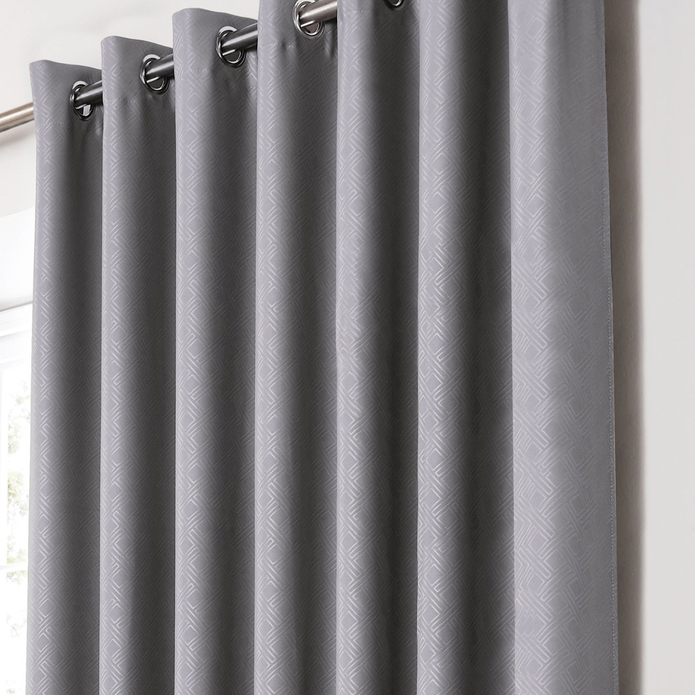 Alan Symonds Amond Silver Blackout Ring Top Eyelet Curtains 228 x 228cm Image 2