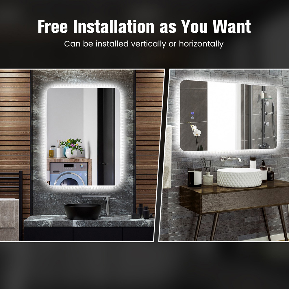 Costway Adjustable LED Wall Mirror with Demister Pad 80 x 60cm Image 3