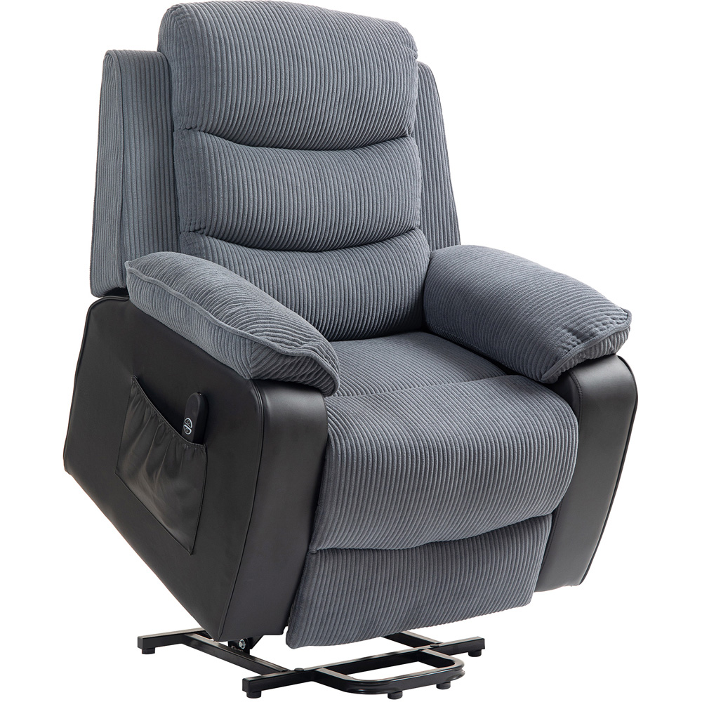 HOMCOM Dark Grey Patchwork Design Electric Power Lift Elderly Recliner Armchair Image 2