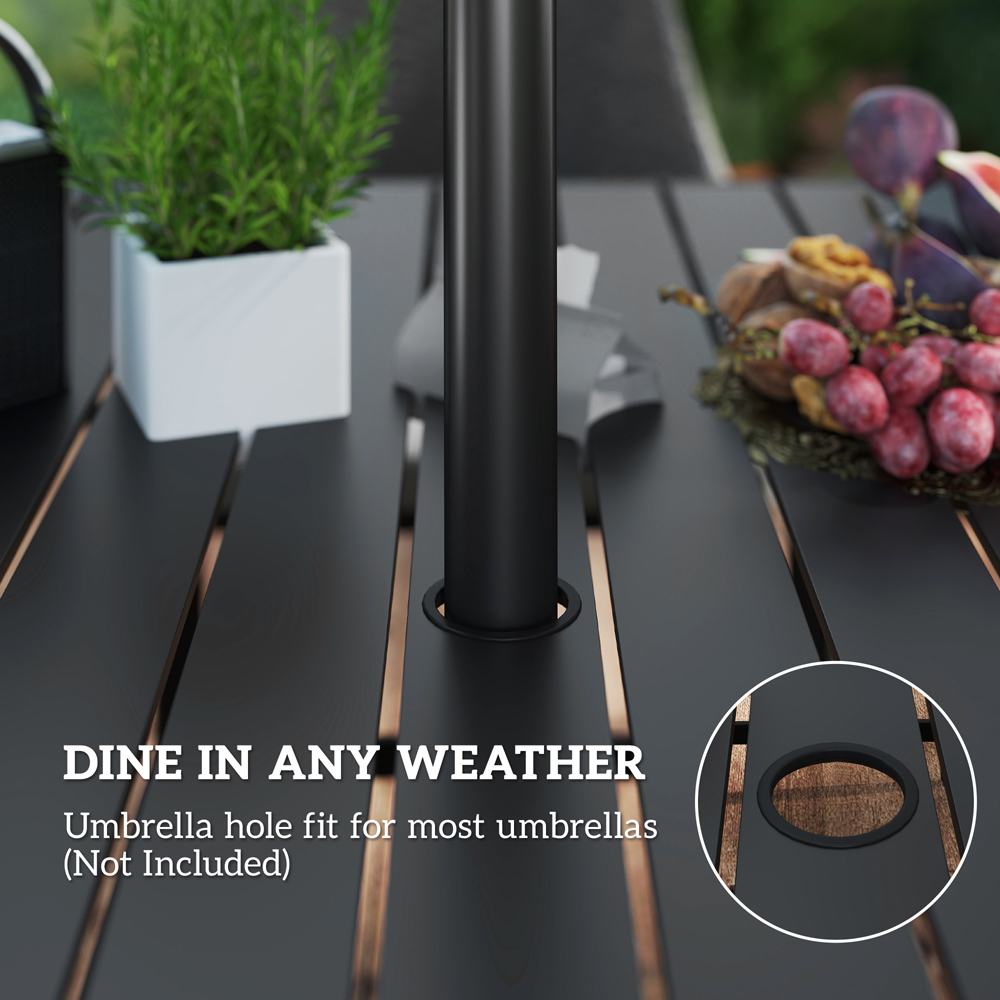 Outsunny 6 Seater Cream White Garden Dining Set with Cushions and Parasol Hole Image 8