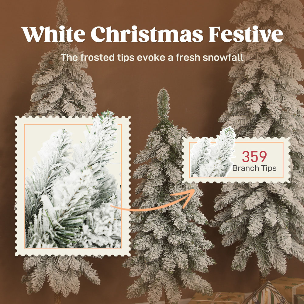 Everglow Pencil Down swept Flocked Artificial Christmas Tree Set of 3 Image 5