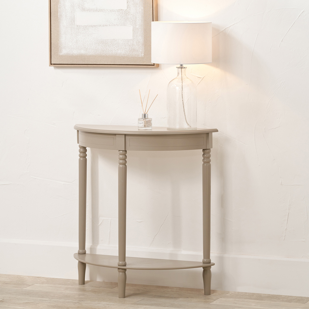 Pacific Lifestyle Heritage Single Shelf Putty Pine Wood Half Moon Console Table Image 5