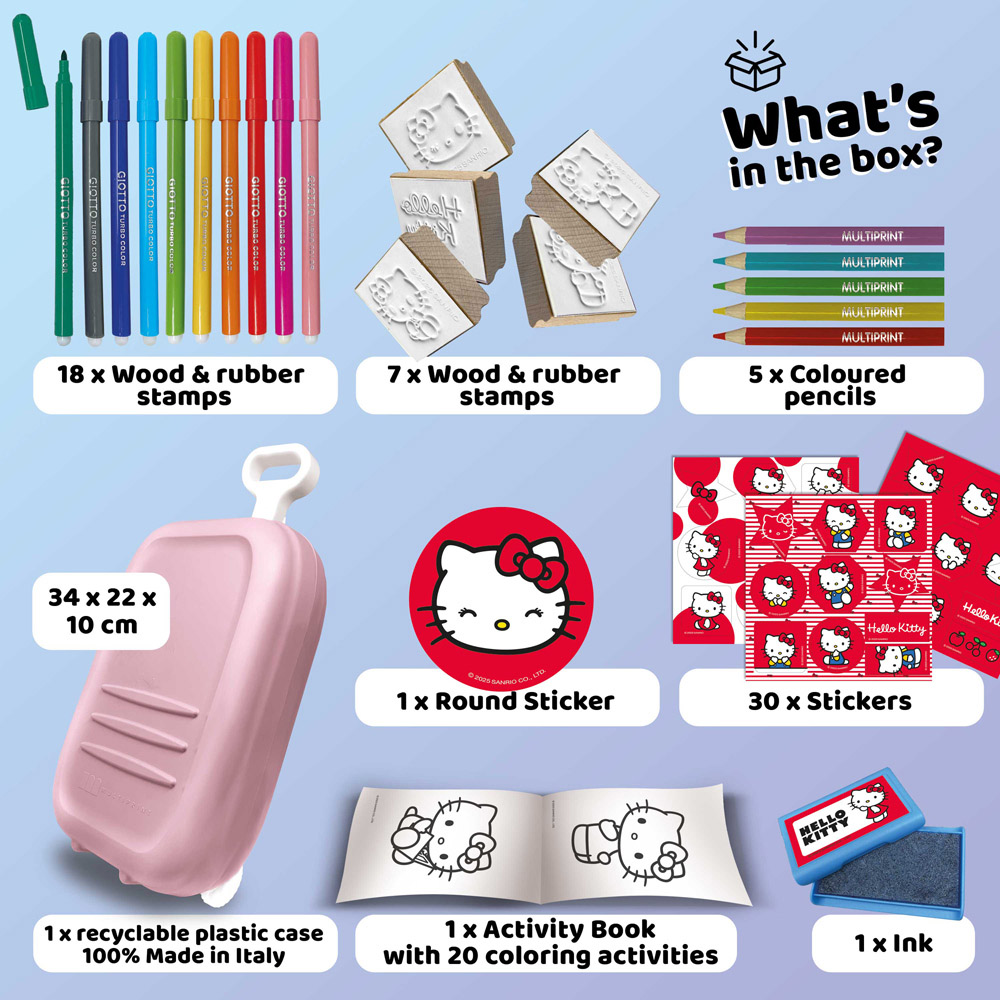 Multiprint Hello Kitty Kids Colouring and Stamp Trolley Set Image 2