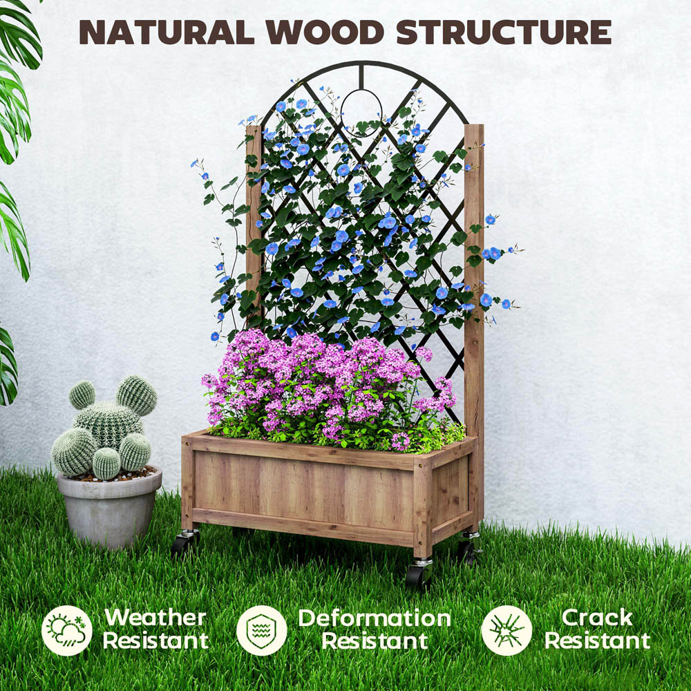 Outsunny Wooden Raised Bed with Trellis Image 7