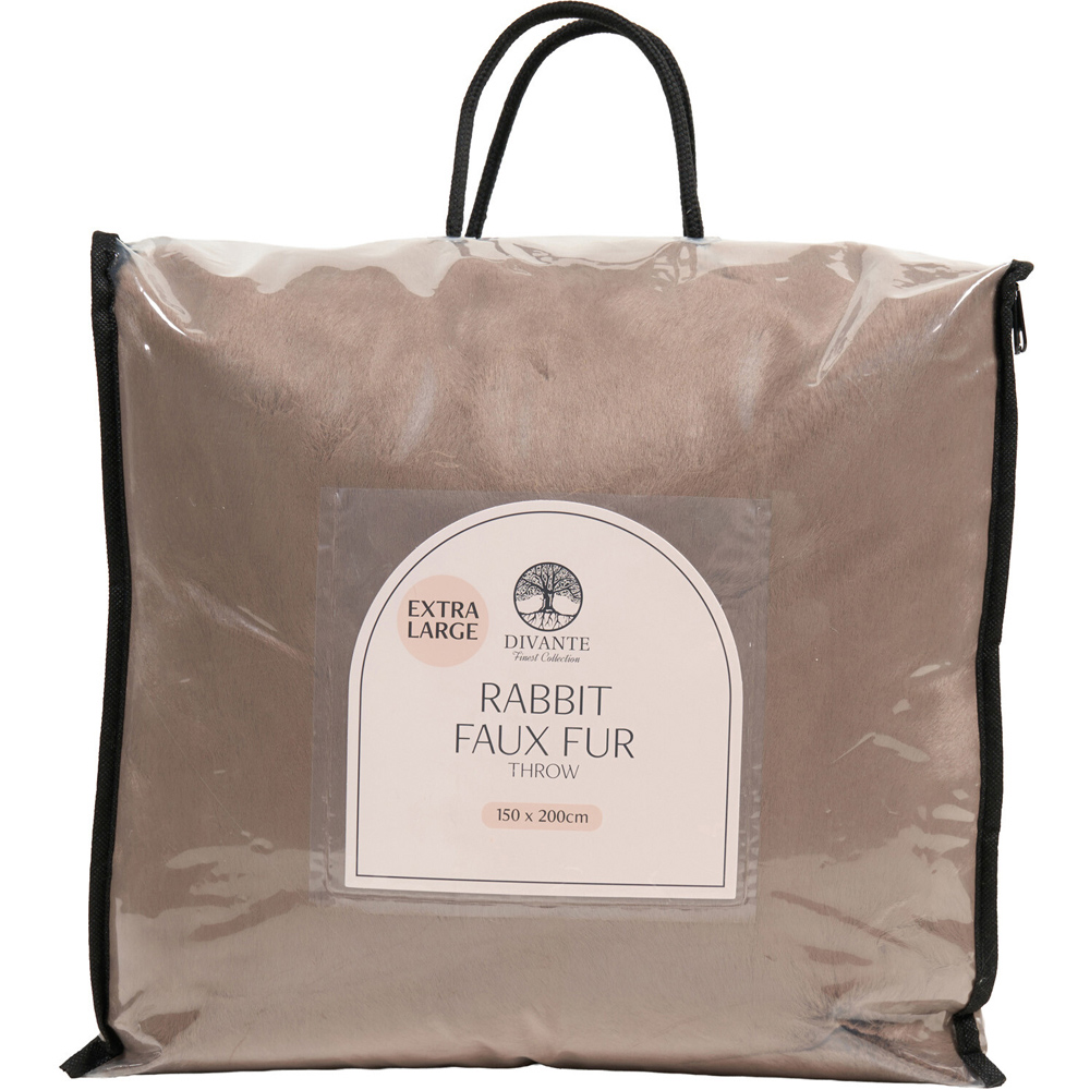 Extra Large Rabbit Faux Fur Throw Mocha Image 7