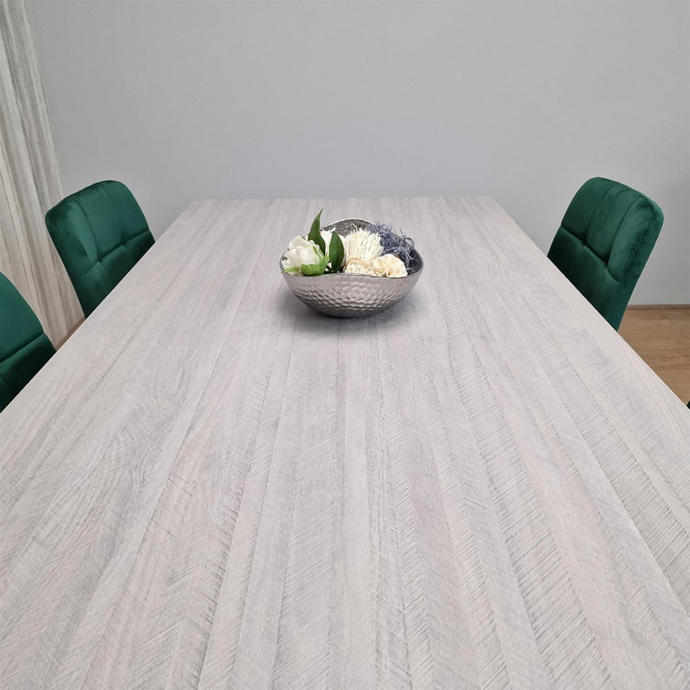 Portland 4 Seater Velvet Dining Set Grey and Green Image 2