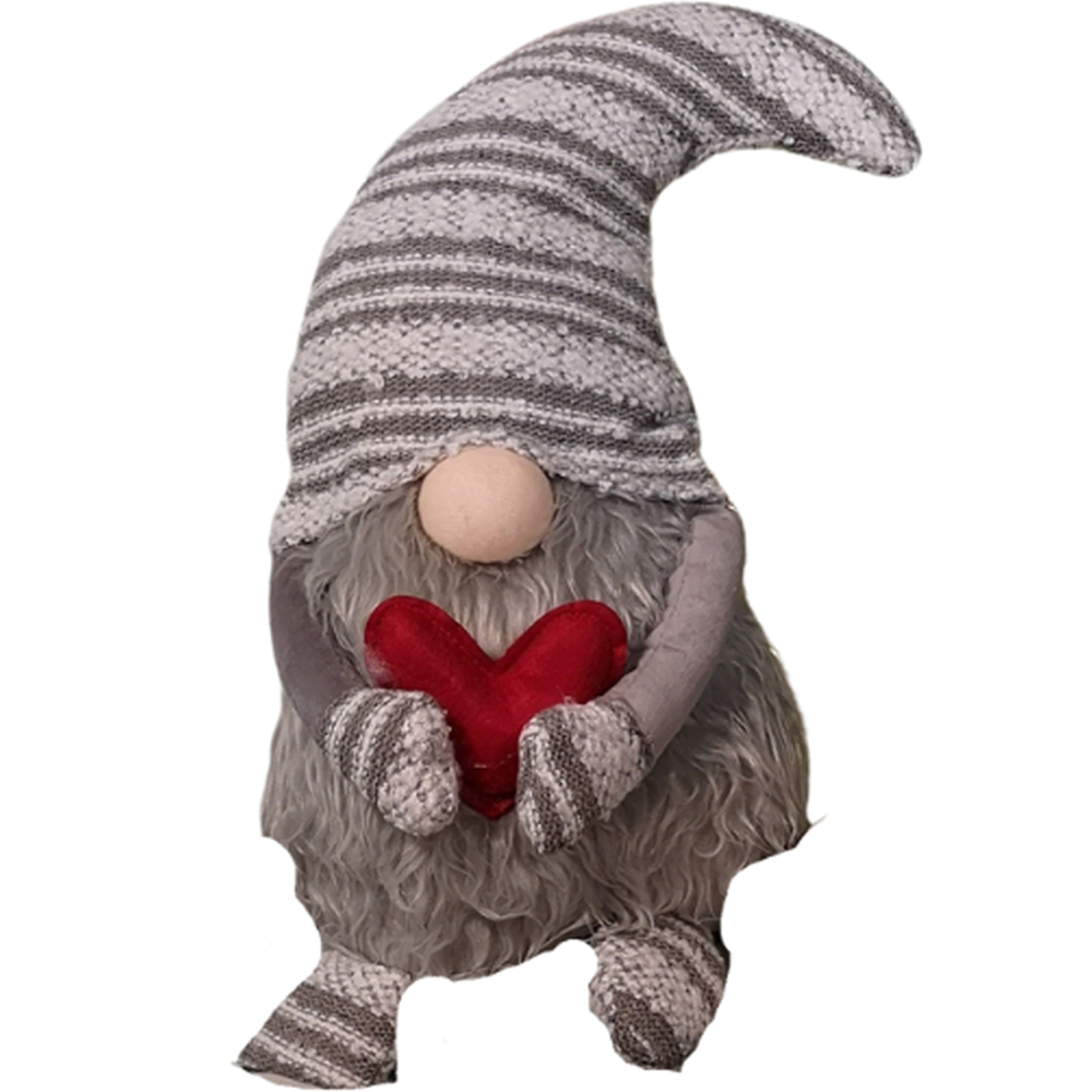 Samuel Alexander Grey Gonk Santa Christmas Decoration with Red Heart 40cm Image 1