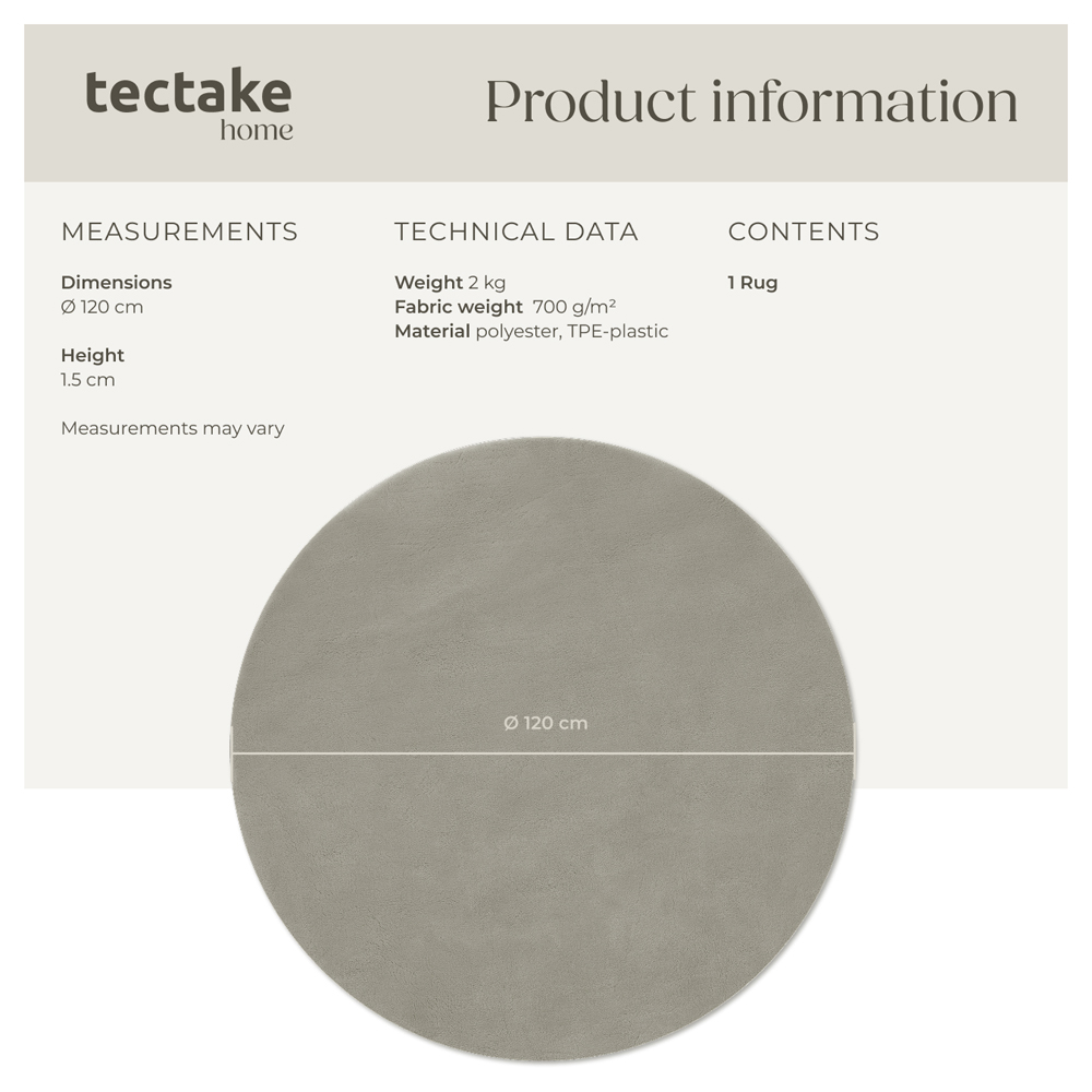 tectake Zonelle Sand Short Pile Ultra Soft Rug 120 x 120cm Image 8
