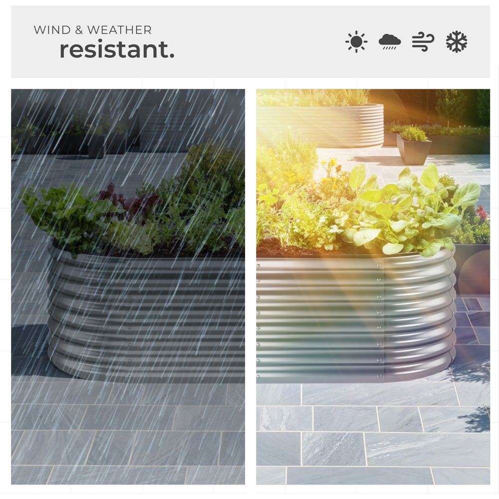 tectake Flora 200 x 100cm Silver Galvanised Steel Raised Garden Bed Image 8