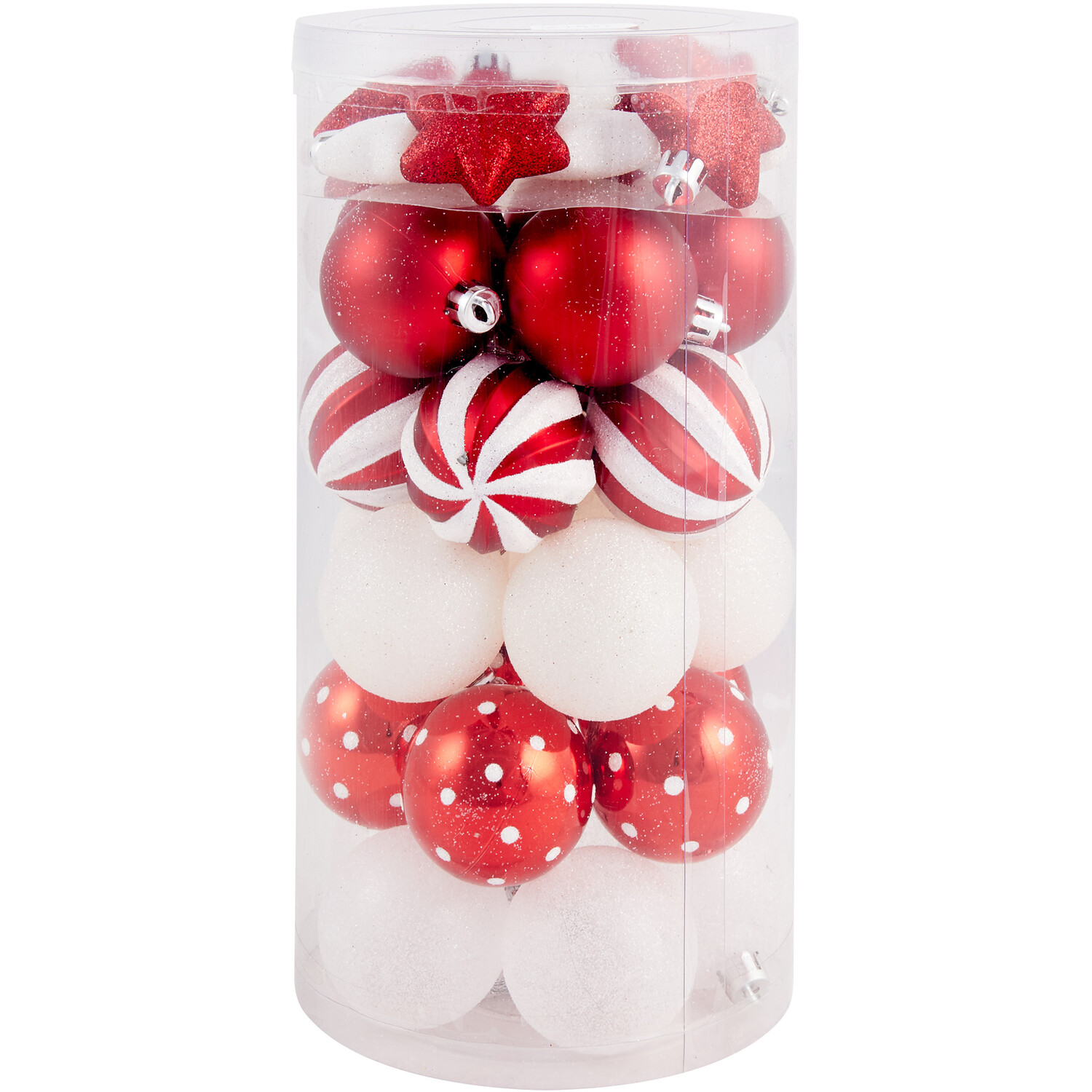 Pack of 35 Candy Cane Lane Baubles - Red Image 1