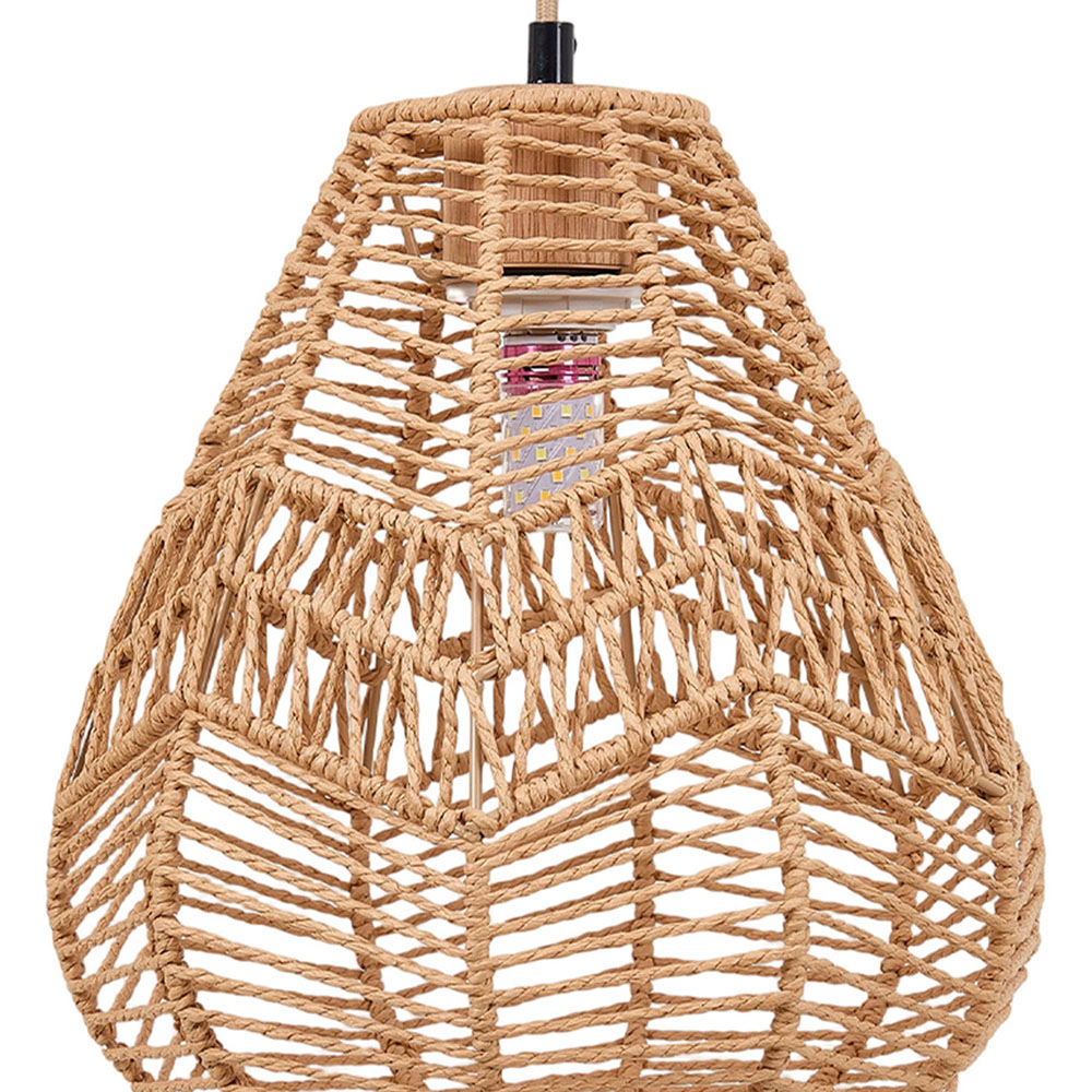 Living and Home Light Brown Rattan E27 Pendant Light Image 4