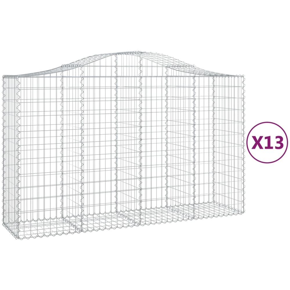 vidaXL Silver Galvanised Iron Arched Gabion Basket 200 x 50 x 120/140cm 13 Pack Image 4